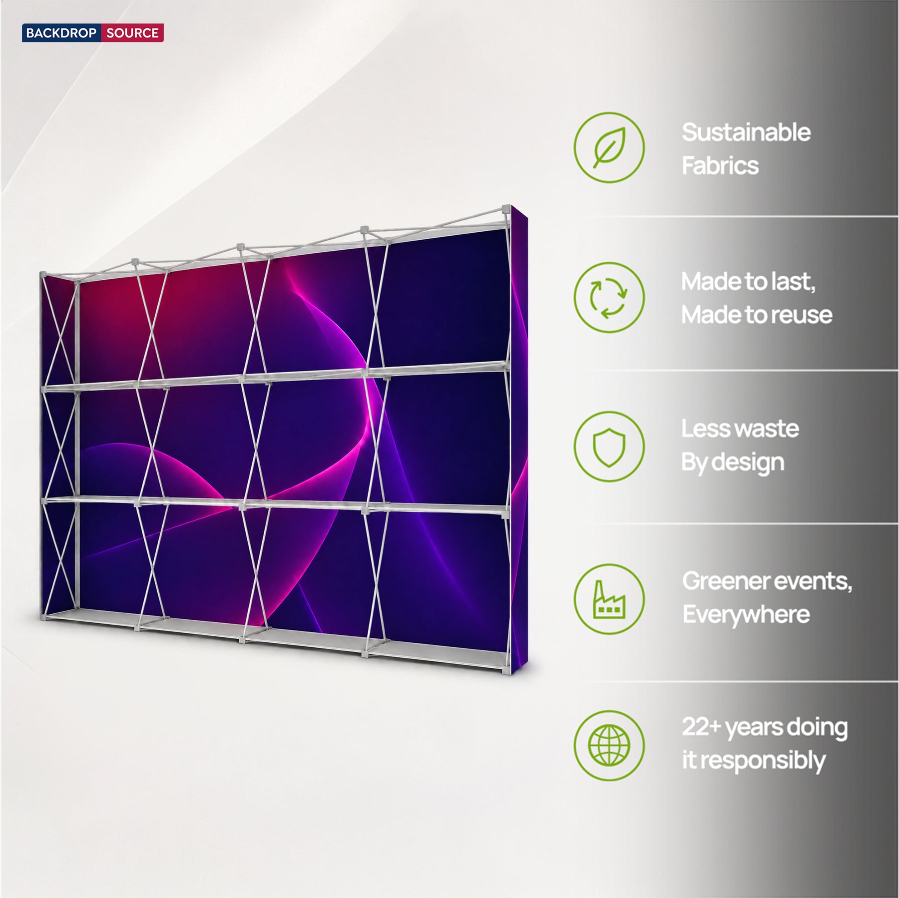 Tragbare Pop-up-Displaywand mit Regalen (beidseitiger Druck)
