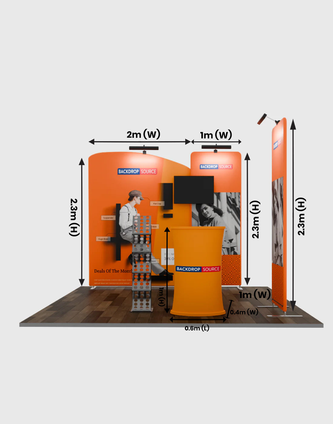 Hochwertiges TV-Display-Ausstellungsset für 3m breite Messestände