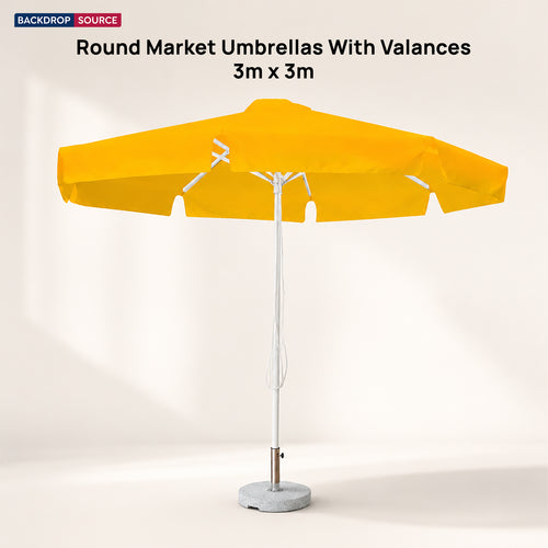 Runde Marktschirme mit Volants – 3m x 3m