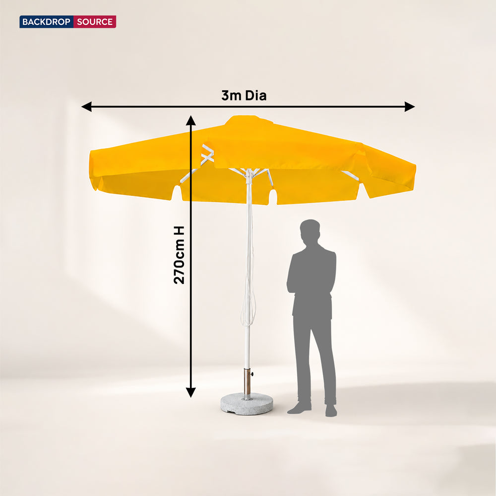 Runde Marktschirme mit Volants – 3m x 3m