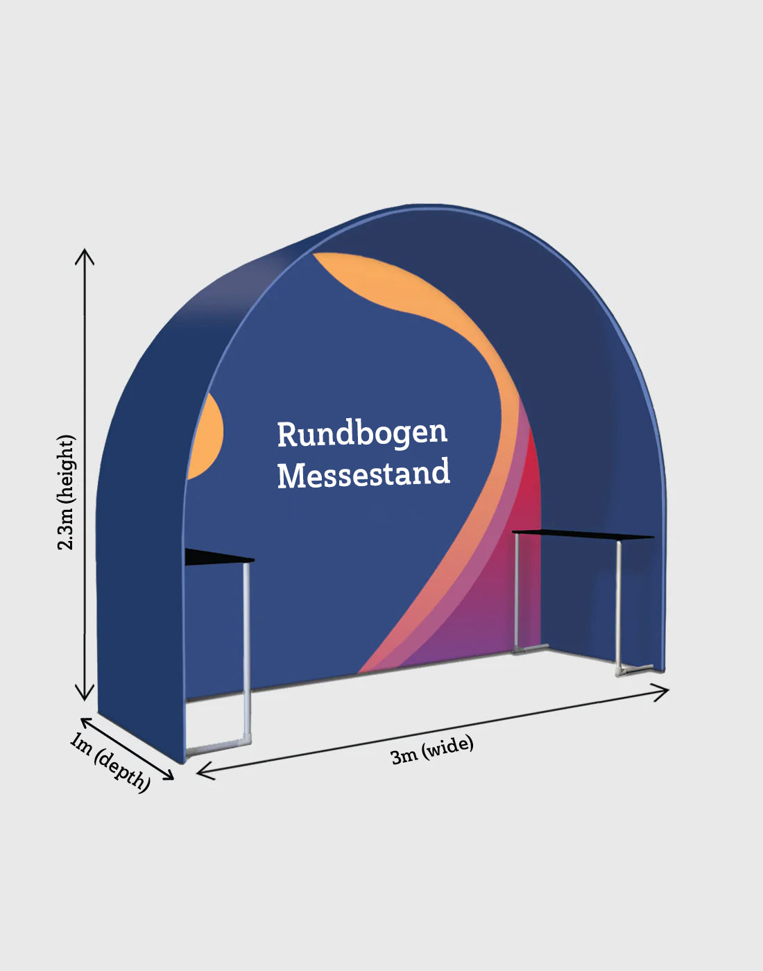 Rundbogen-Messestand Größe