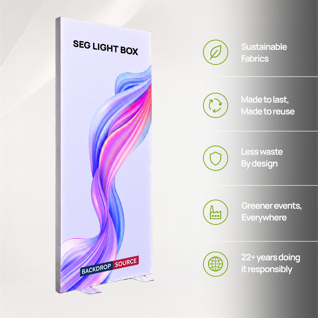 Rahmenloses SEG-Stoff-LED-Leuchtkastendisplay – 0.85m B x  2m H