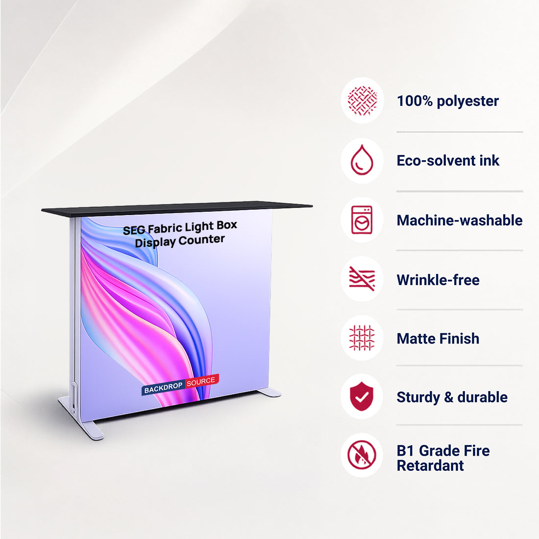 SEG Fabric Light Box Display Counter – 1m H Height