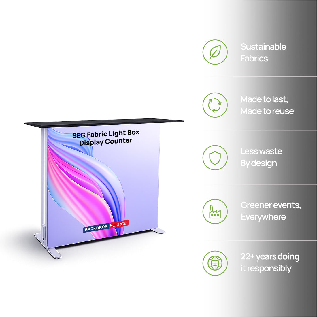SEG Fabric Light Box Display Counter – 1m H Height