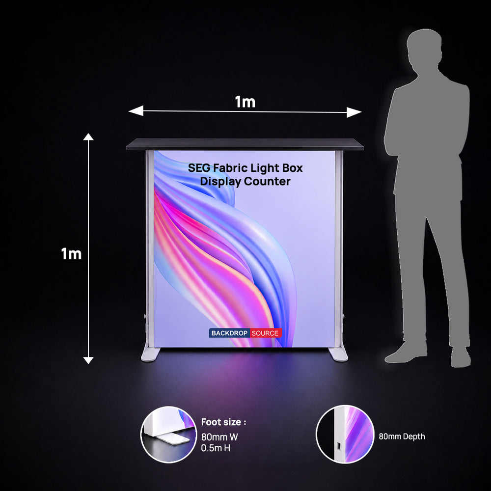 SEG Fabric Light Box Display Counter – 1m H Height