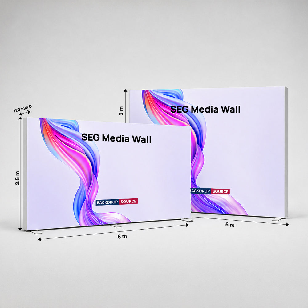 SEG-Stoff-Medienwand – 6m W