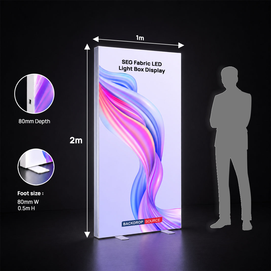 Rahmenloses SEG-Stoff-LED-Leuchtkastendisplay – 1m B x 2m H