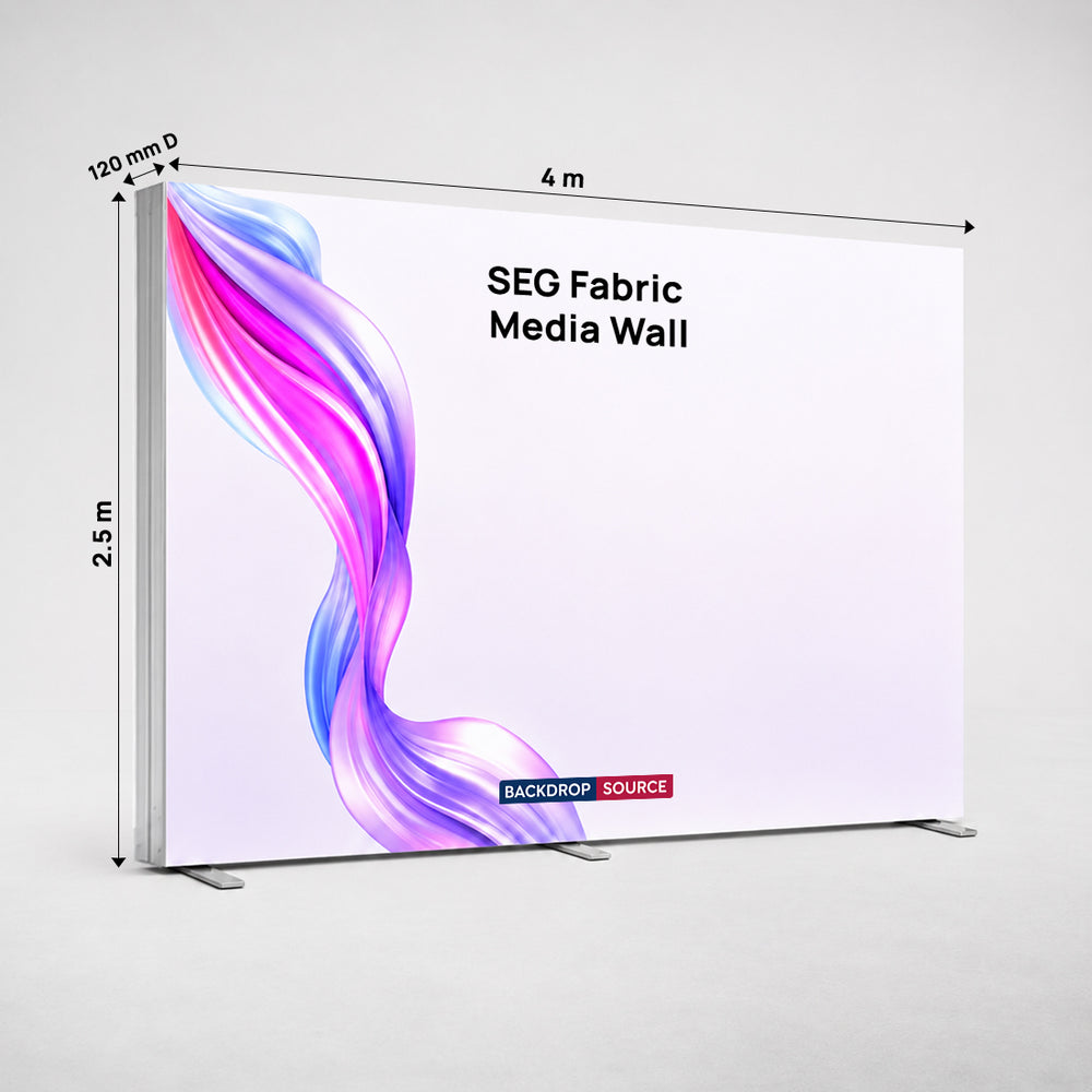 SEG-Stoff-Medienwand – 4m W x 2.5m H