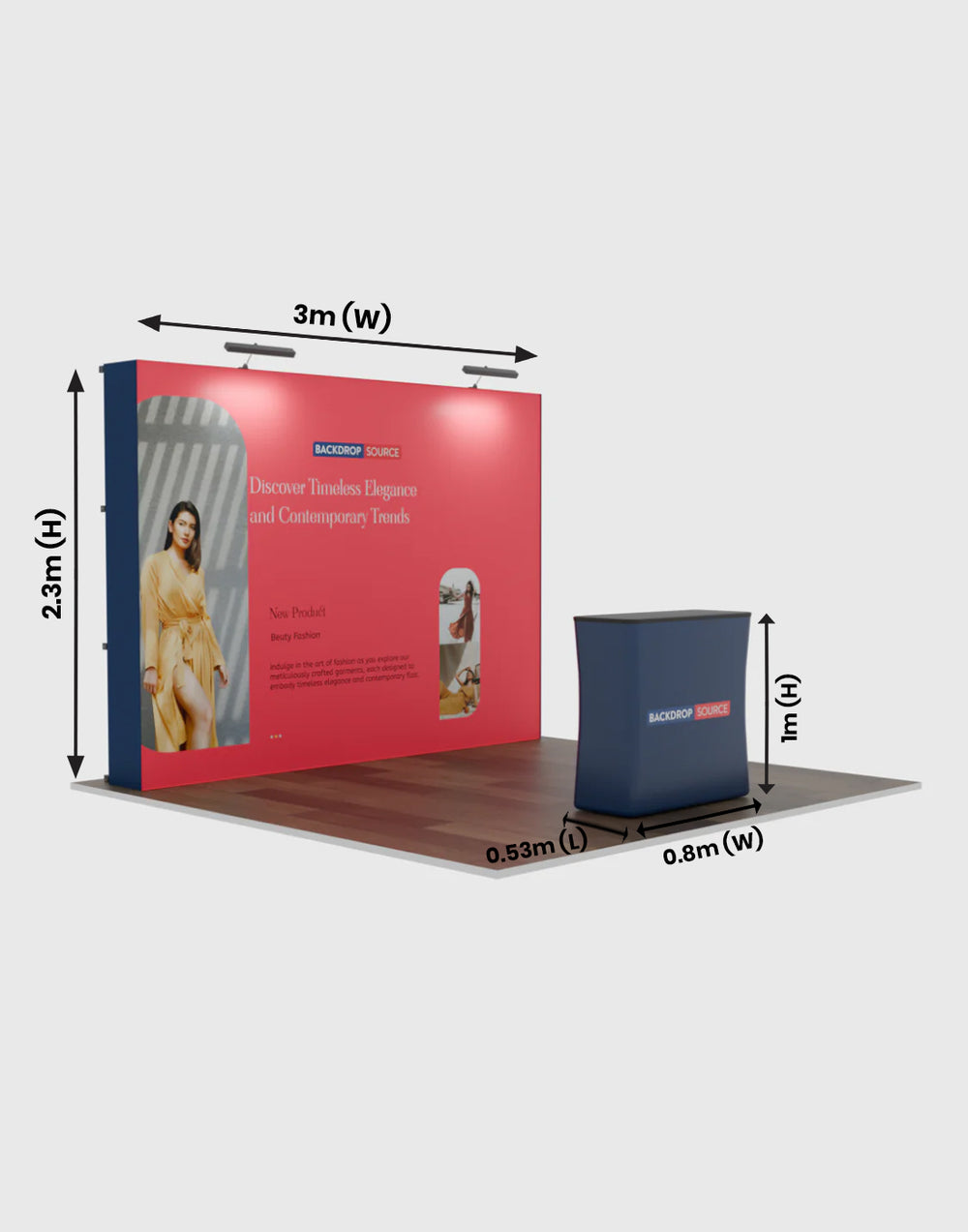 Gerades 3m x 3m Popup-Exhibit-Pro-3-in-1-Displayset mit Illume-Leuchten