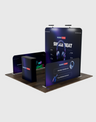 Ultimatives 3m x 3m Messestand-Set mit Rückwand, Seitenwänden, Theke und Beleuchtung