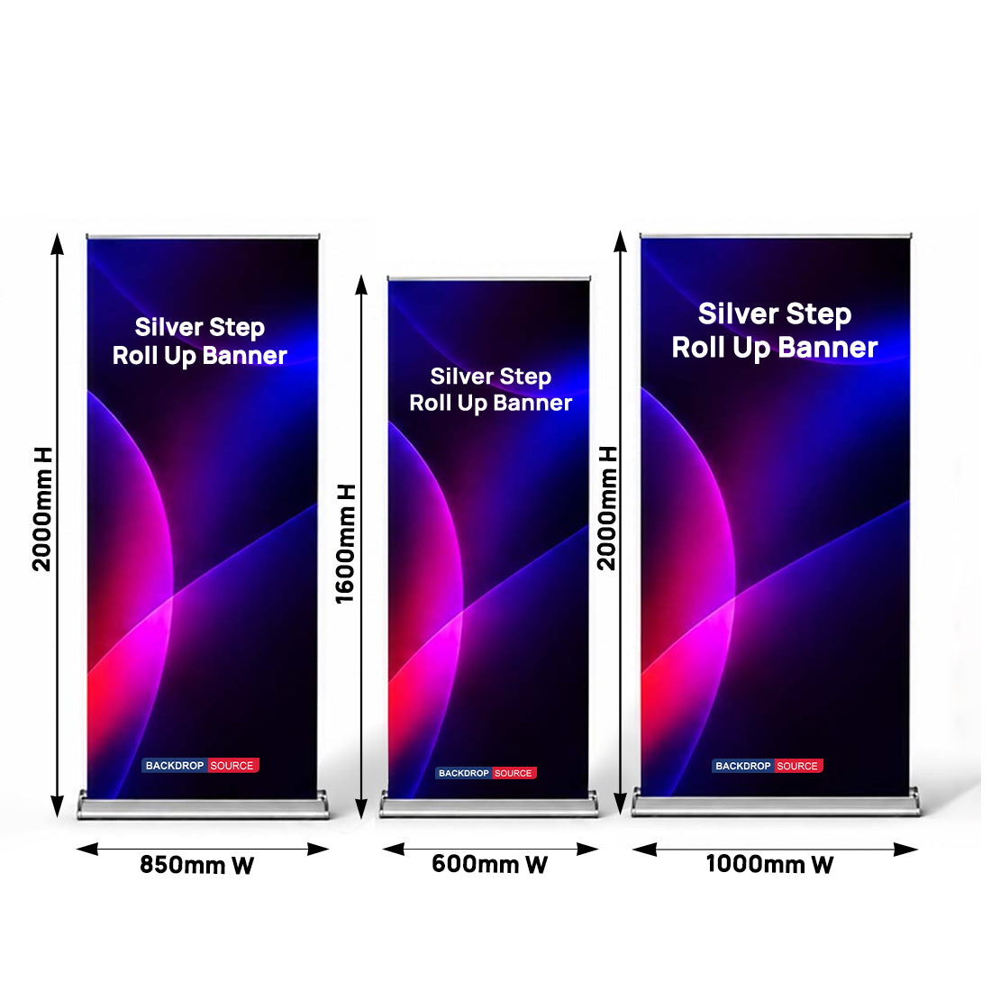 Silberner Stoff-Roll-up-Banner
