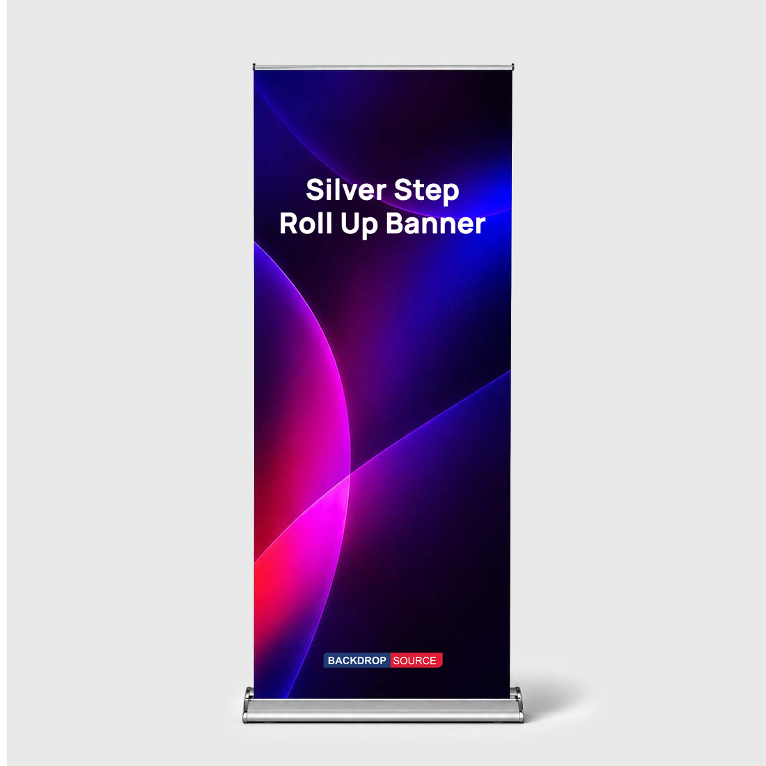 Silberner Stoff-Roll-up-Banner