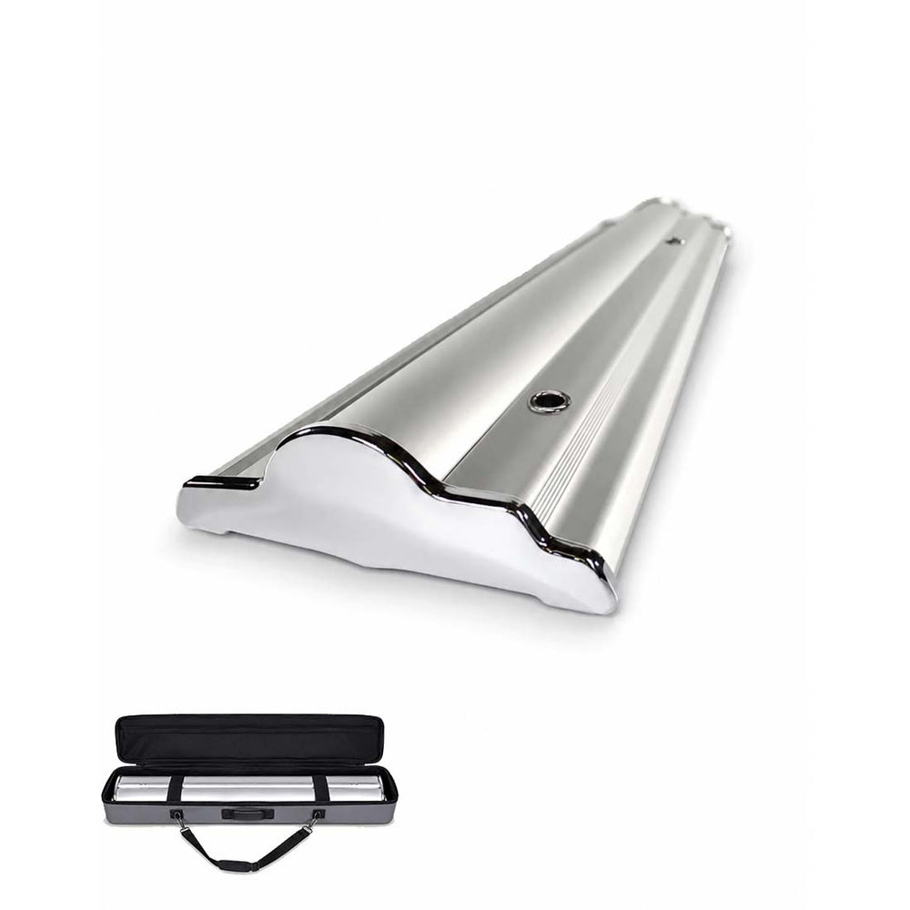 Silberner Stoff-Roll-up-Banner
