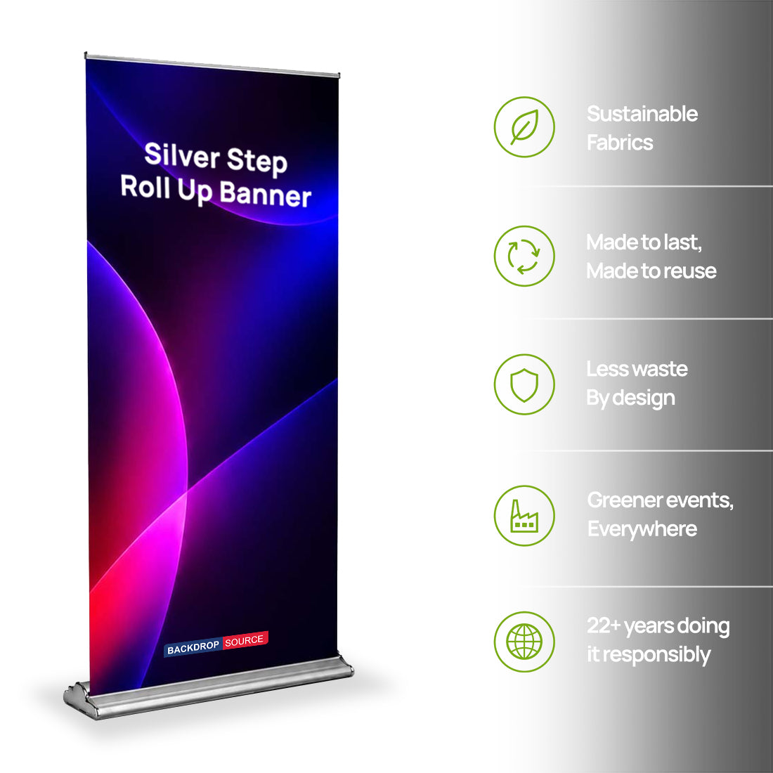 Silberner Stoff-Roll-up-Banner
