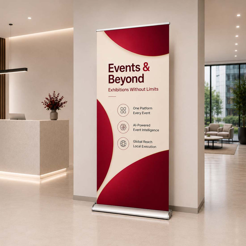 Silberner Stoff-Roll-up-Banner