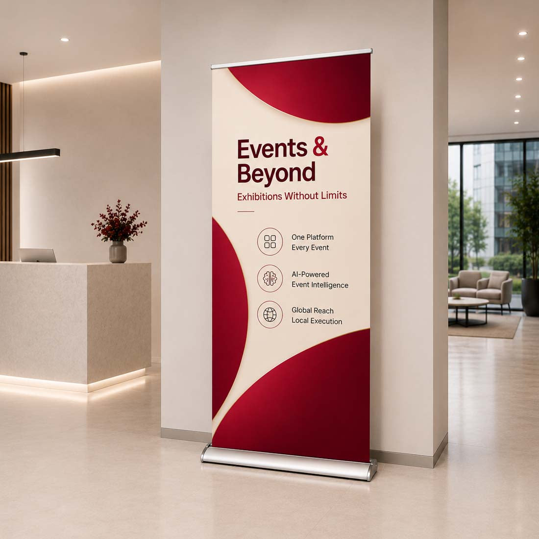 Silberner Stoff-Roll-up-Banner