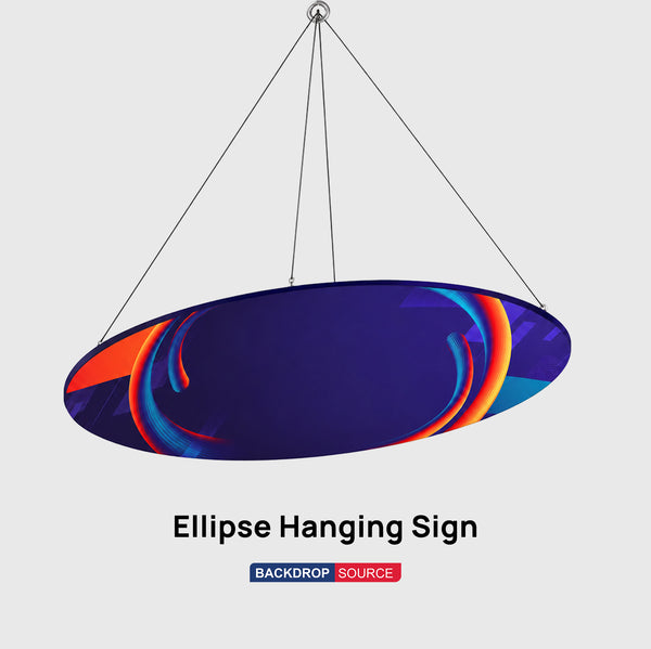 Hängendes Sky-Tube-Ellipsenbanner – nach unten zeigend