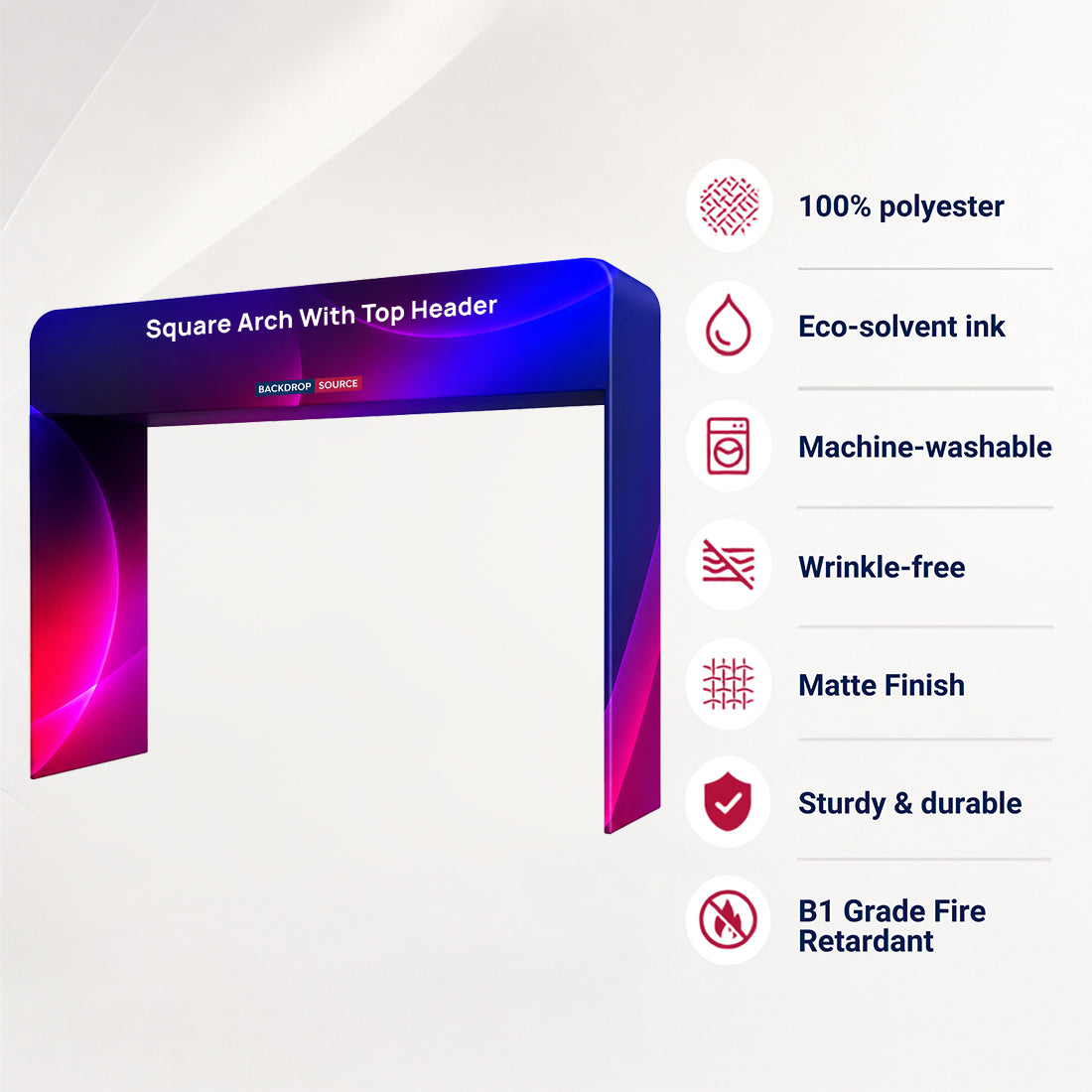 Quadratischer Spannstoff-Displaybogen mit Header