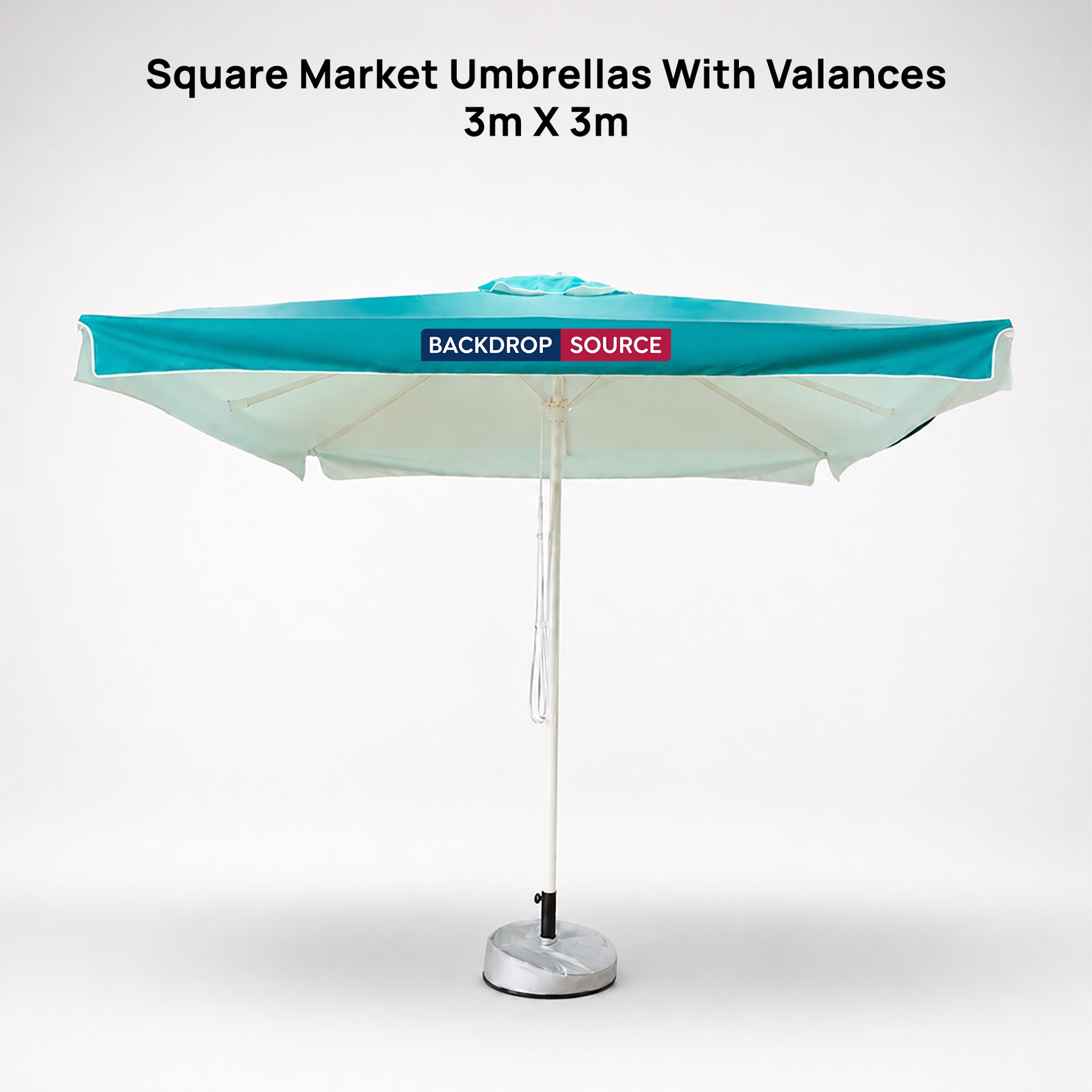 Quadratische Marktschirme mit Volants – 3m x 3m