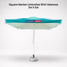 Quadratische Marktschirme mit Volants – 3m x 3m