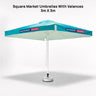 Quadratische Marktschirme mit Volants – 3m x 3m