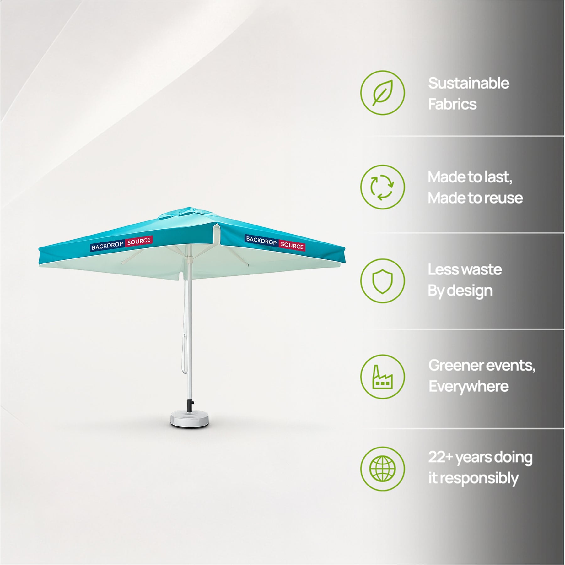 Quadratische Marktschirme mit Volants – 3m x 3m