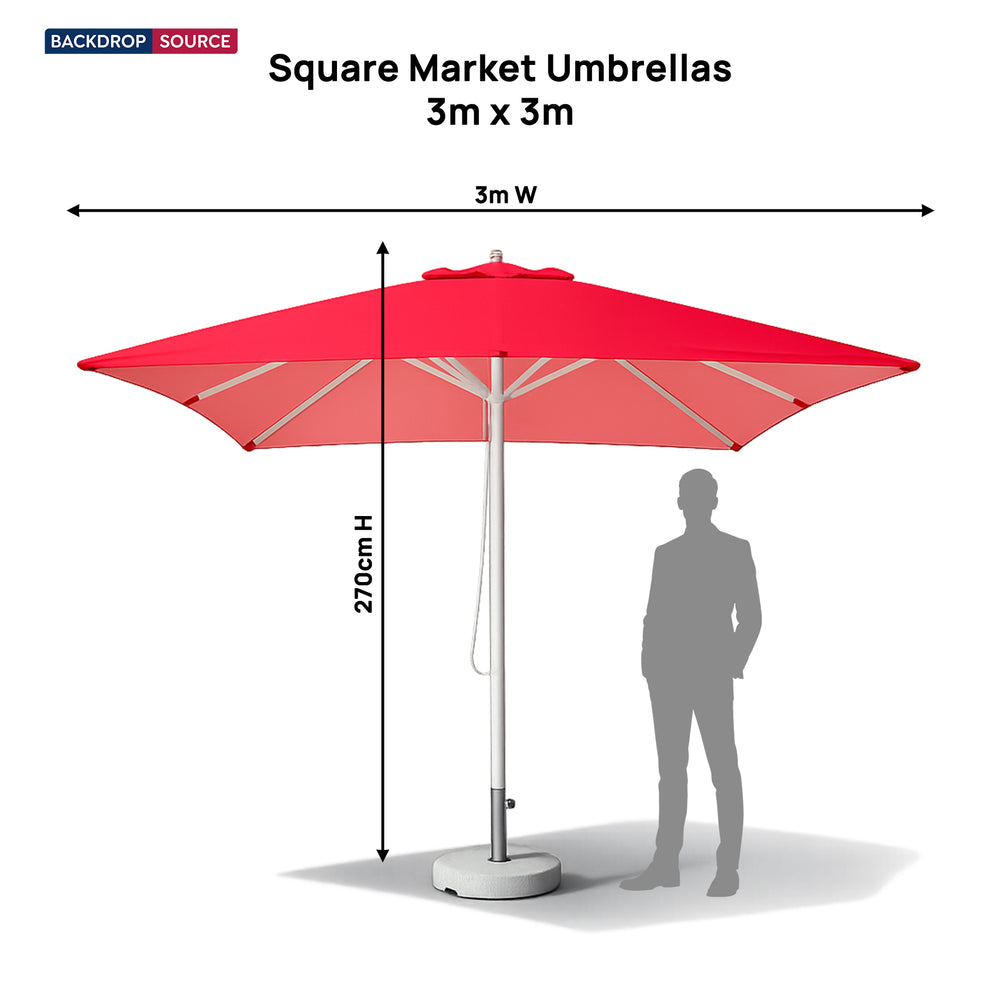 Quadratische Marktschirme – 3m x 3m