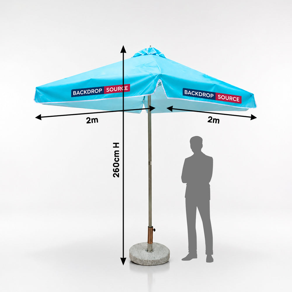 Quadratischer Sonnenschirm für die Terrasse mit Volants – 2m x 2m