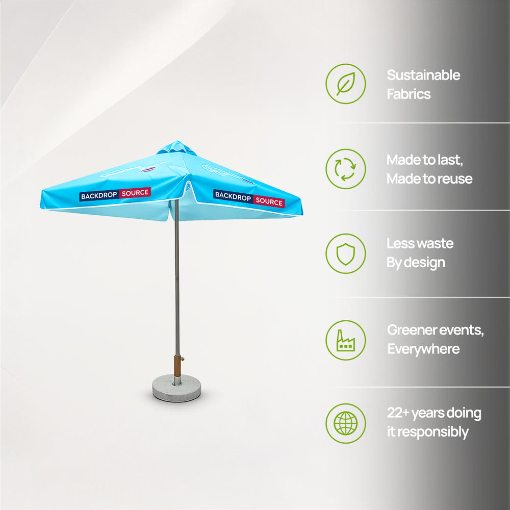 Quadratischer Sonnenschirm für die Terrasse mit Volants – 2m x 2m