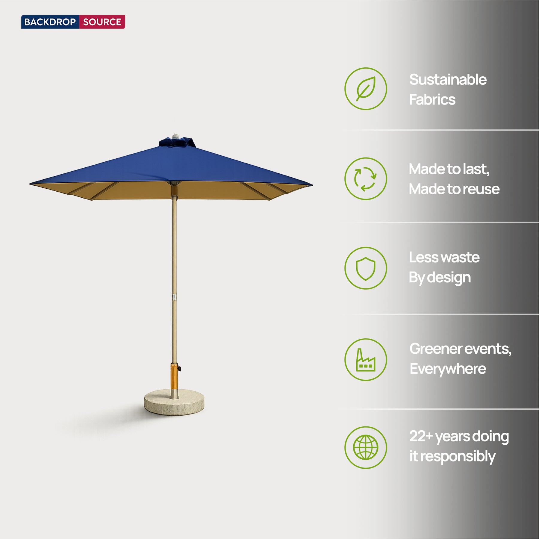 Quadratischer Sonnenschirm für die Terrasse – 2m x 2m