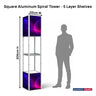 Quadratisches tragbares Aluminium-Spiralturm-Display – 5 Regalböden
