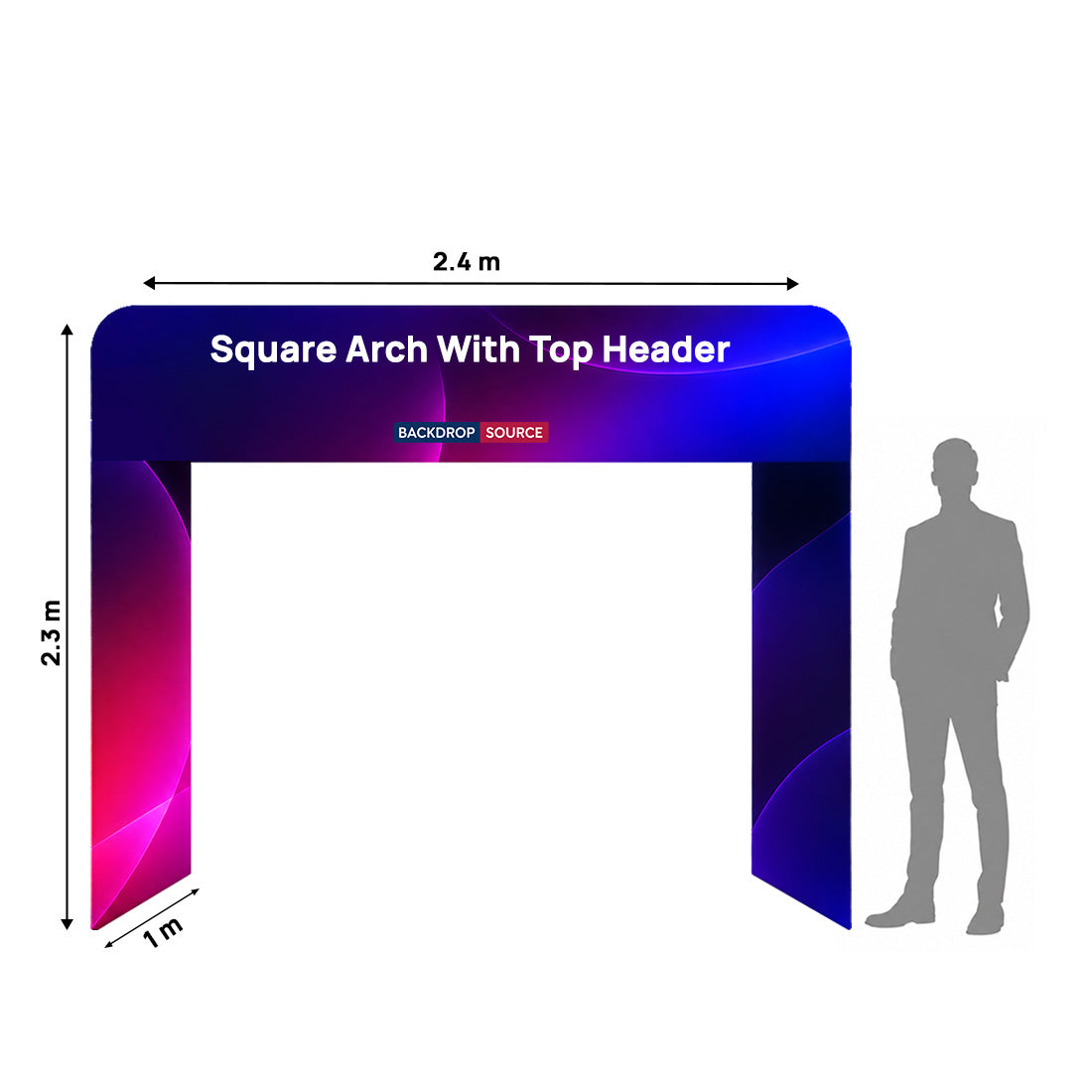 Quadratischer Spannstoff-Displaybogen mit Header