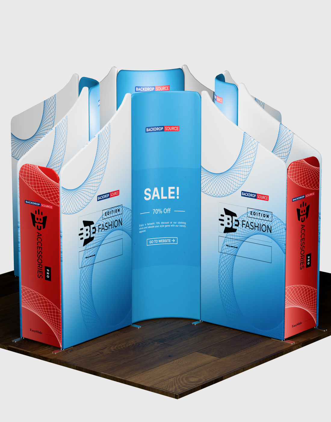 Magnetisches Stoff-Messestandsystem – Modell 4 (4m x 4m)