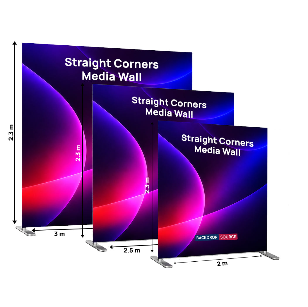 Portable Straight Media Wall – Square Corners