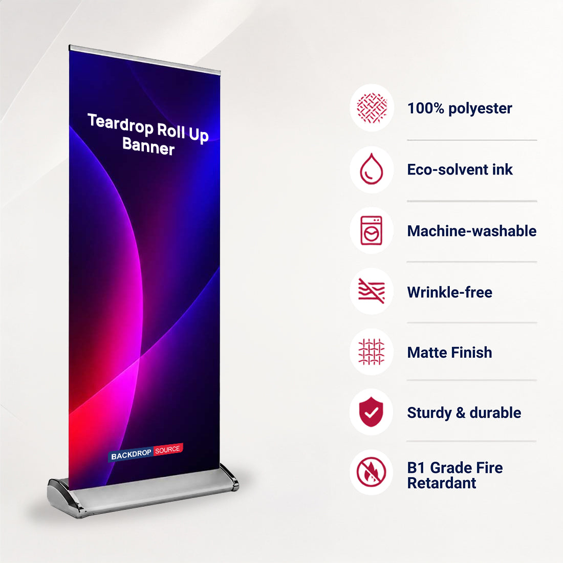 Tropfenförmiges Textil-Roll-up-Banner