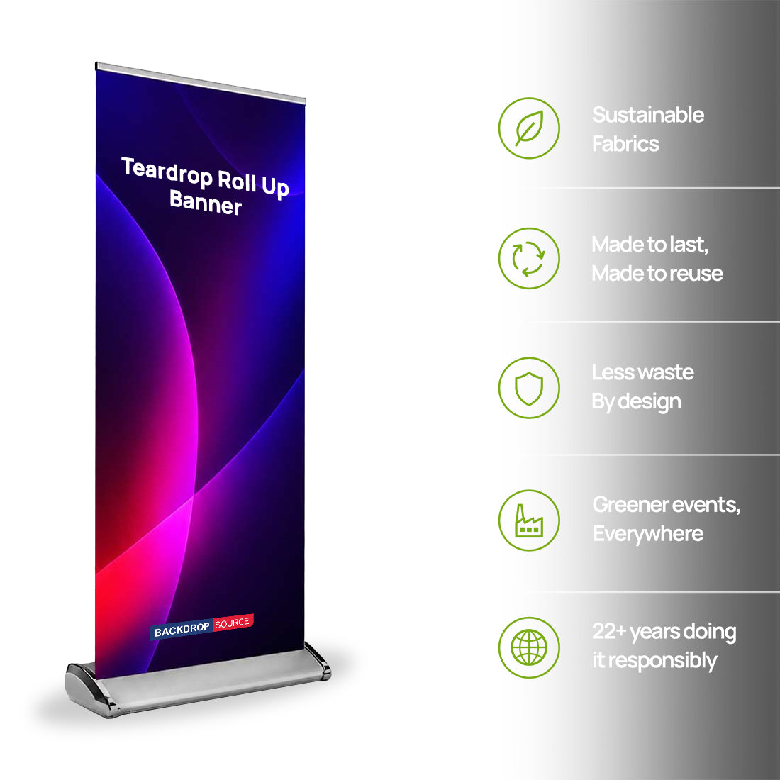 Tropfenförmiges Textil-Roll-up-Banner