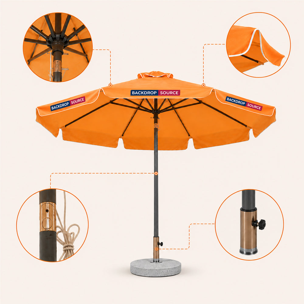 Neigbare Sonnenschirme für die Terrasse mit Volants – 2.7m x 2.7m