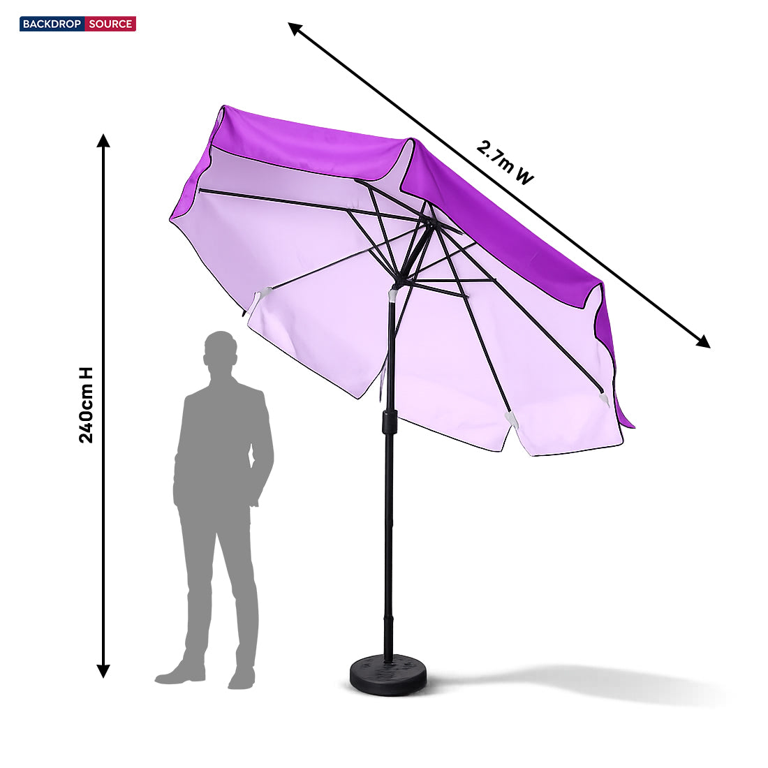 Neigbare Sonnenschirme für die Terrasse mit Volants (Eisenrahmen) – 2.7m x 2.7m