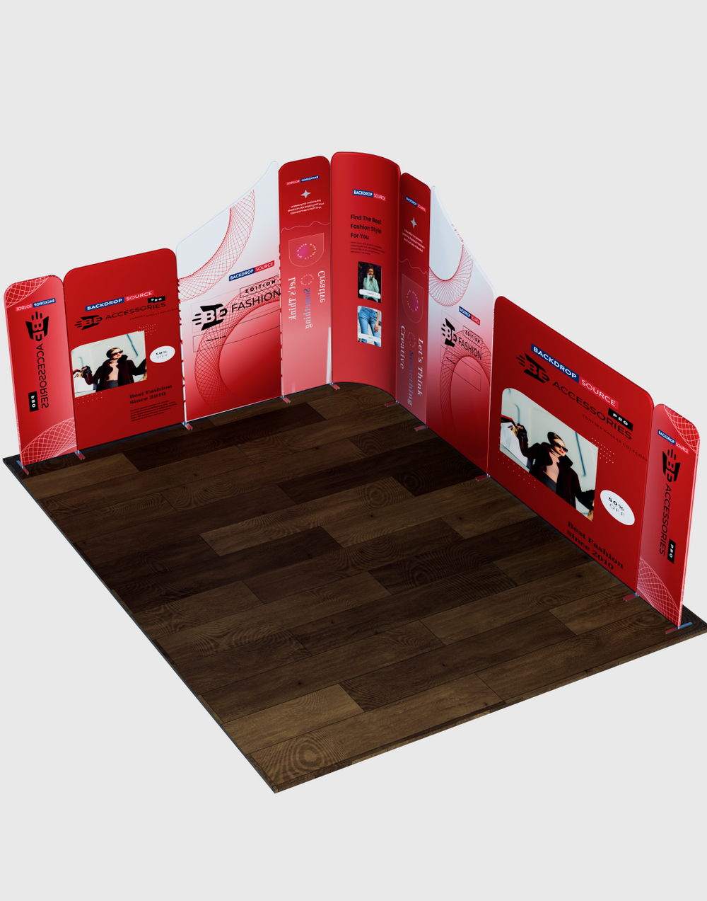 Magnetisches Stoff-Messestandsystem – Modell 5 (4 x 4m)