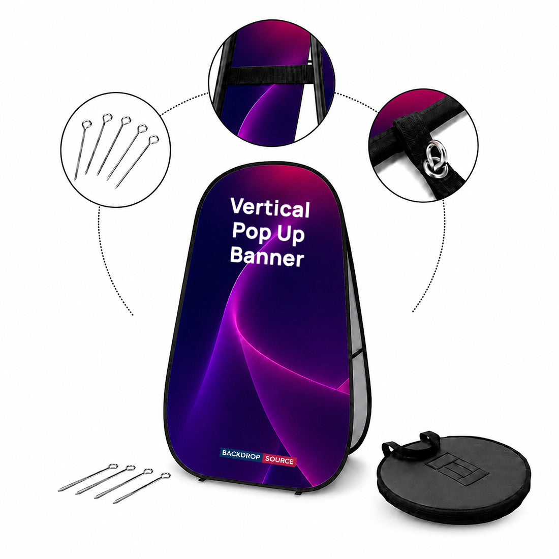 Vertikale Pop-up-Stoffbanner (beidseitig bedruckt)