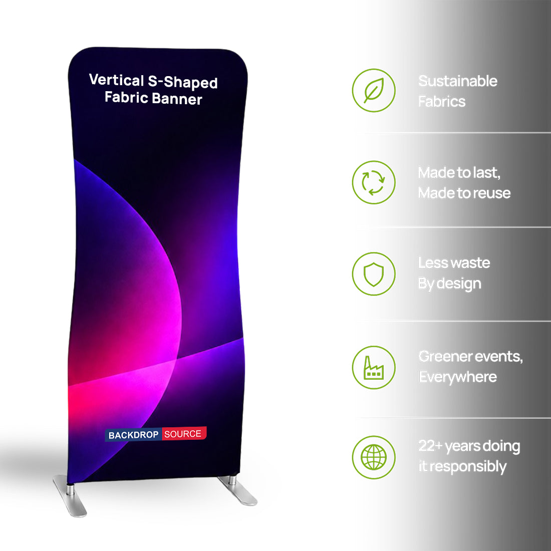 Vertikales S-förmiges Stoffbanner-Display