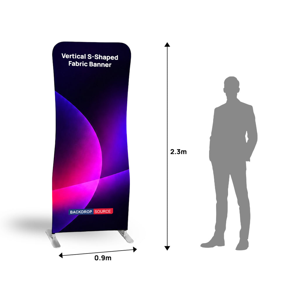 Vertikales S-förmiges Stoffbanner-Display