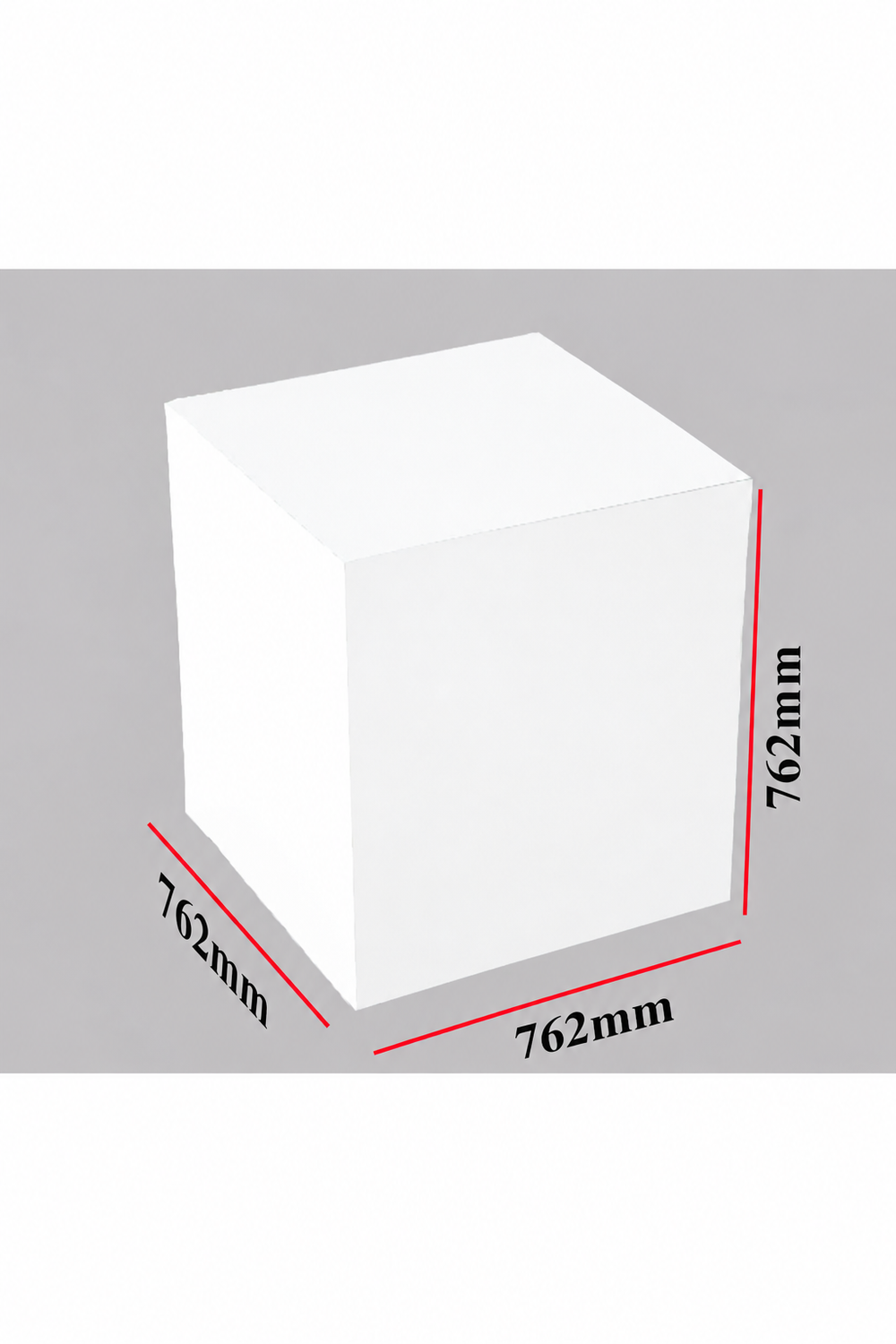 Display cube dimensions, 762mm