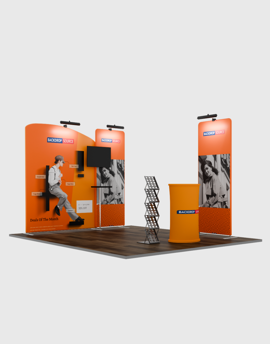 Hochwertiges TV-Display-Ausstellungsset für 3m breite Messestände