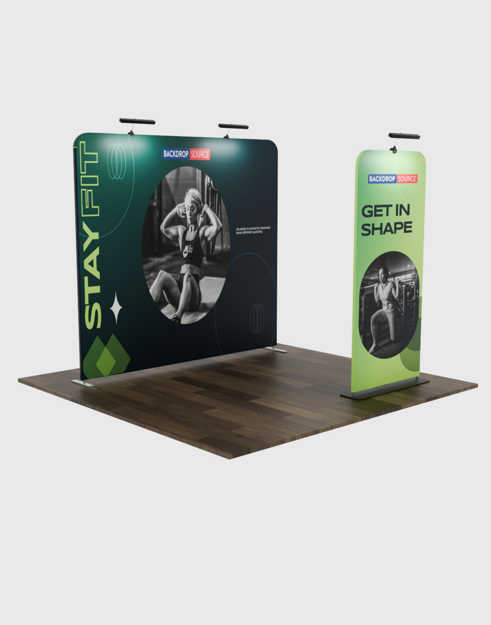 EZ Exhibit Essentials: 3mx3m Messestand-Set mit Rückwand und Bannerständer