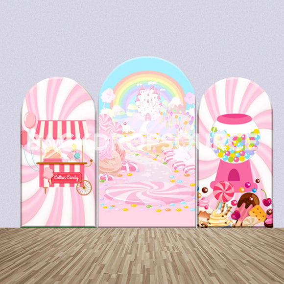 Rainbow Castle and Candyland  Themed Party Backdrop Media Sets for Birthday / Events/ Weddings