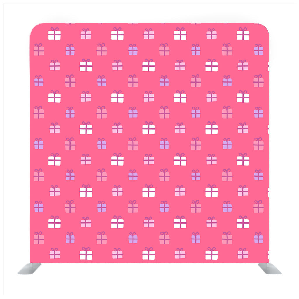 Multi color gift box pattern with pink Backdrop