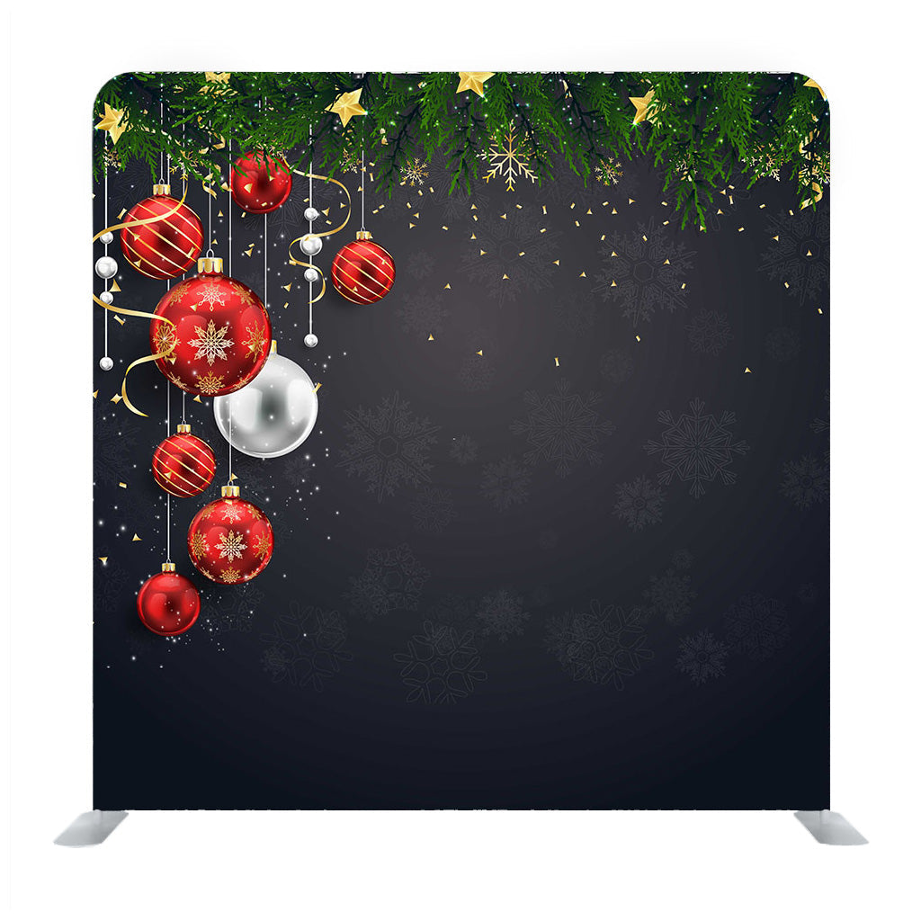 New Year And Christmas Decoration With Garland On Black Background Top Media Wall