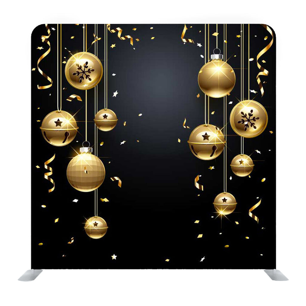 New Year Poster With Golden Balls And Black Background Media Wall