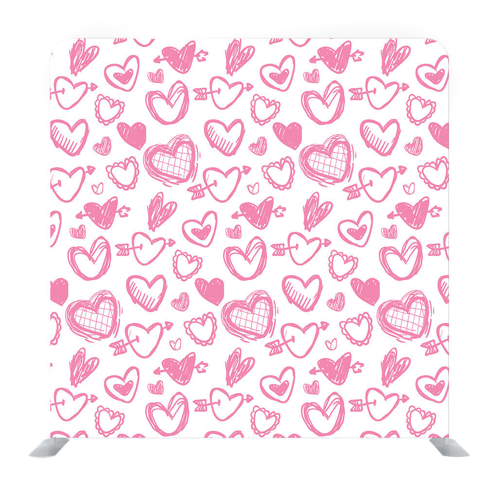 Pink hand drawn heart pattern with white background Media wall